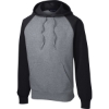 Custom Sport-Tek Raglan Colorblock Pullover Hooded Sweatshirt. Black/Vintage Heather Gray