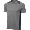 Custom Sport-Tek Heather Colorblock Contender Tee. Vintage Heather/True Navy Blue
