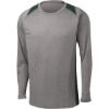 Custom Sport-Tek Long Sleeve Heather Colorblock Contender Tee. Vintage Heather Gray/Forest Green