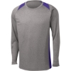Custom Sport-Tek Long Sleeve Heather Colorblock Contender Tee. Vnt He/Purple