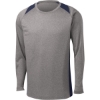 Custom Sport-Tek Long Sleeve Heather Colorblock Contender Tee. Vintage Heather/True Navy Blue