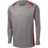 Custom Sport-Tek Long Sleeve Heather Colorblock Contender Tee. Vintage Heather Gray/True Red