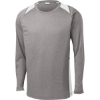 Custom Sport-Tek Long Sleeve Heather Colorblock Contender Tee. Vintage Heather Gray/White