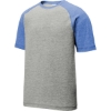 Custom Sport-Tek PosiCharge Tri-Blend Wicking Raglan Tee. True Royal Heather Blue/Light Gray Heather