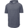 Custom Sport-Tek PosiCharge Tri-Blend Wicking Short Sleeve Hoodie. True Navy Blue Heather