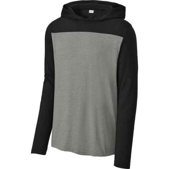 Custom Sport-Tek Halftime Long Sleeve Hoodie Black/Vintage Hthr Gray