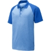 Custom Sport-Tek PosiCharge RacerMesh Raglan Heather Block Polo. True Royal Heather/True Royal