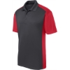 Custom Sport-Tek Colorblock Micropique Sport-Wick Polo. Iron Gray/True Red