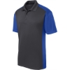 Custom Sport-Tek Colorblock Micropique Sport-Wick Polo. Iron Gray/True Royal Blue