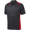 Custom Sport-Tek Heather Colorblock Contender Polo. Graphite Heather Gray/True Red