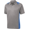 Custom Sport-Tek Heather Colorblock Contender Polo. Vnt He/Car Blu