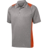 Custom Sport-Tek Heather Colorblock Contender Polo. Vintage Heather Gray/Deep Orange