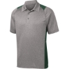 Custom Sport-Tek Heather Colorblock Contender Polo. Vintage Heather Gray/Forest Green