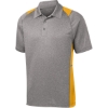 Custom Sport-Tek Heather Colorblock Contender Polo. Vintage Heather Gray/Gold