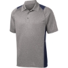 Custom Sport-Tek Heather Colorblock Contender Polo. Vintage Heather Gray/True Navy Blue