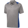 Custom Sport-Tek Heather Colorblock Contender Polo. Vntg Heather Gray/True Royal Blue