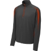 Custom Sport-Tek Sport-Wick Stretch 1/4-Zip Colorblock Pullover. Charcoal Gray/Deep Orange