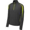Custom Sport-Tek Sport-Wick Stretch 1/4-Zip Colorblock Pullover. Charcoal Gray/Charge Green