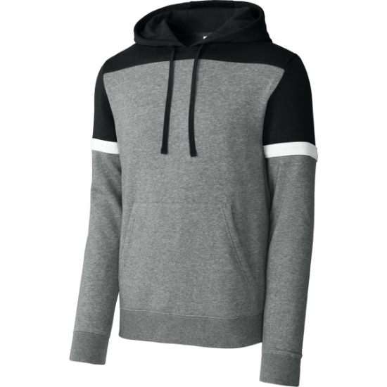 Custom Sport-Tek Drive Fleece Colorblock Hoodie Black/Vintage Heather Gray