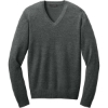 Custom Port Authority Easy Care V-Neck Sweater Charcoal Heather Gray