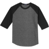 Custom Sport-Tek Colorblock Raglan Jersey. Dark Heather Gray/Black