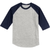 Custom Sport-Tek Colorblock Raglan Jersey. Heather Gray/Navy Blue