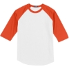 Custom Sport-Tek Colorblock Raglan Jersey. White/Deep Orange