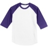 Custom Sport-Tek Colorblock Raglan Jersey. White/Purple