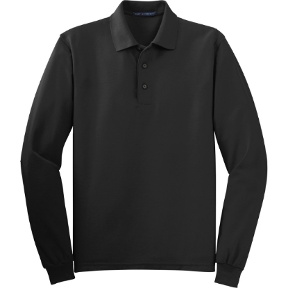Custom Port Authority Tall Silk Touch Long Sleeve Polo. Black