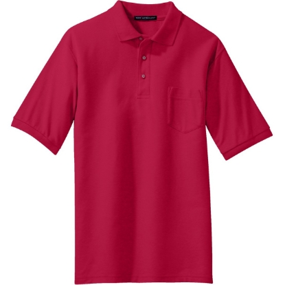 Custom Port Authority Tall Silk Touch Polo with Pocket. Red