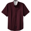Custom Port Authority Tall Short Sleeve Easy Care Shirt. Burgundy Red/Light Stone Beige