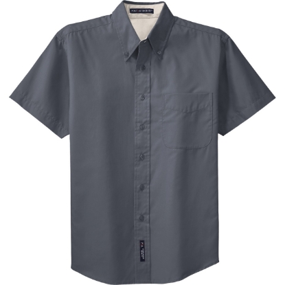 Custom Port Authority Tall Short Sleeve Easy Care Shirt. Steel Grey