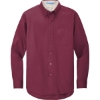 Custom Port Authority Tall Long Sleeve Easy Care Shirt. Burgundy Red/Light Stone Beige