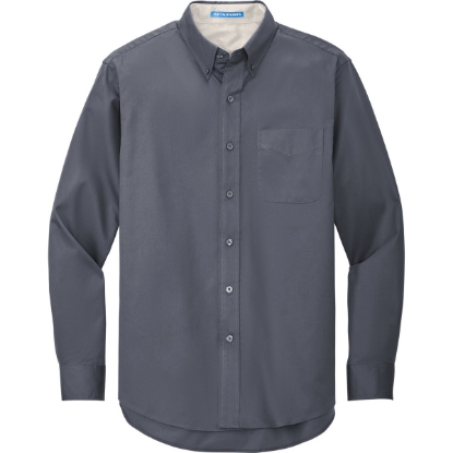 Custom Port Authority Tall Long Sleeve Easy Care Shirt. Stl Grey/Lt St