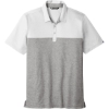 Custom TravisMathew Oceanside Blocked Polo. White/Quiet Shade Gray Heather