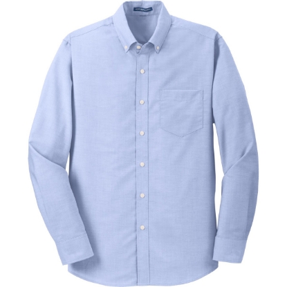 Custom Port Authority Tall SuperPro Oxford Shirt. Oxford Blue