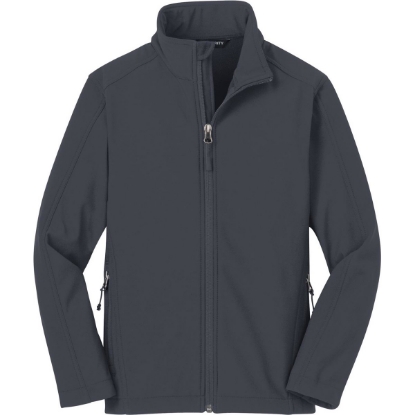 Custom Port Authority Youth Core Soft Shell Jacket. Battleship Gray