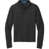 Custom Port Authority Youth Long Sleeve Silk Touch Polo. Black
