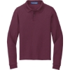 Custom Port Authority Youth Long Sleeve Silk Touch Polo. Burgundy Red
