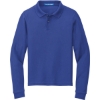 Custom Port Authority Youth Long Sleeve Silk Touch Polo. Royal Blue