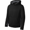 Custom Sport-Tek Youth Sport-Wick Fleece Colorblock Hooded Pullover. Black/Dark Smoke Gray