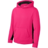 Custom Sport-Tek Youth Sport-Wick Fleece Colorblock Hooded Pullover. Neon Pink/Blk