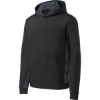 Custom Sport-Tek Youth Sport-Wick CamoHex Fleece Colorblock Hooded Pullover. Black/Dark Smoke Gray