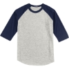 Custom Sport-Tek Youth Colorblock Raglan Jersey. Heather Gray/Navy Blue