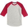Custom Sport-Tek Youth Colorblock Raglan Jersey. Heather Gray/Red