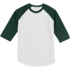 Custom Sport-Tek Youth Colorblock Raglan Jersey. White/Forest Green