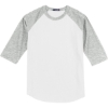 Custom Sport-Tek Youth Colorblock Raglan Jersey. White/Grey Hth