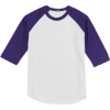 Custom Sport-Tek Youth Colorblock Raglan Jersey. White/Purple