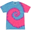 Custom Unisex Multi-Color Tie-Dyed T-Shirt Flo Blue/ Pink