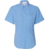 Custom Womens PFG Tamiami™ II Short Sleeve Shirt White Cap Blue
